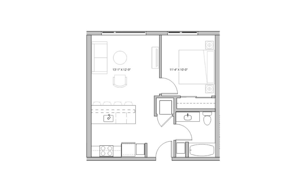 Floor plan layout diagram for 1x1 - C5
